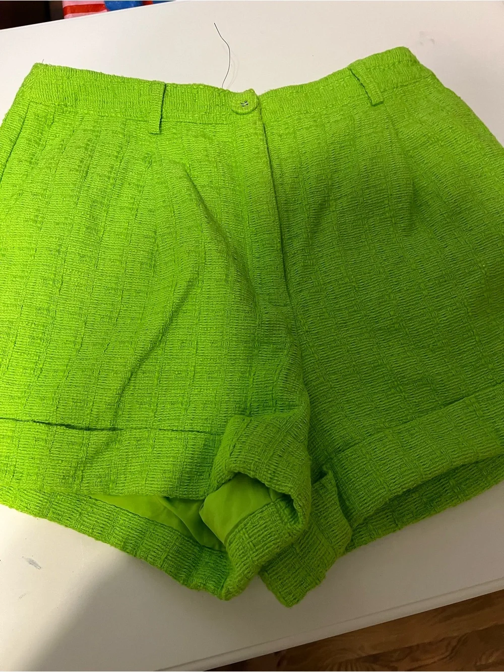 Bright Green Textured Women’s Shorts with Bralet top